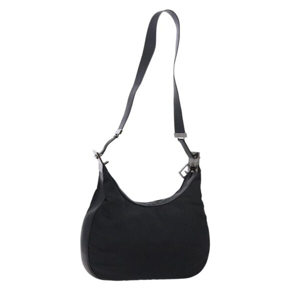 GUCCI Shoulder Bag Nylon Leather Black Silver 001 - Picture 1 of 16